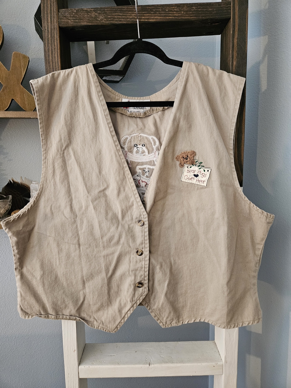 Vintage 90s Lighthouse Apparel Teddy Bear Embroidered Vest Cottagecore Size XXL